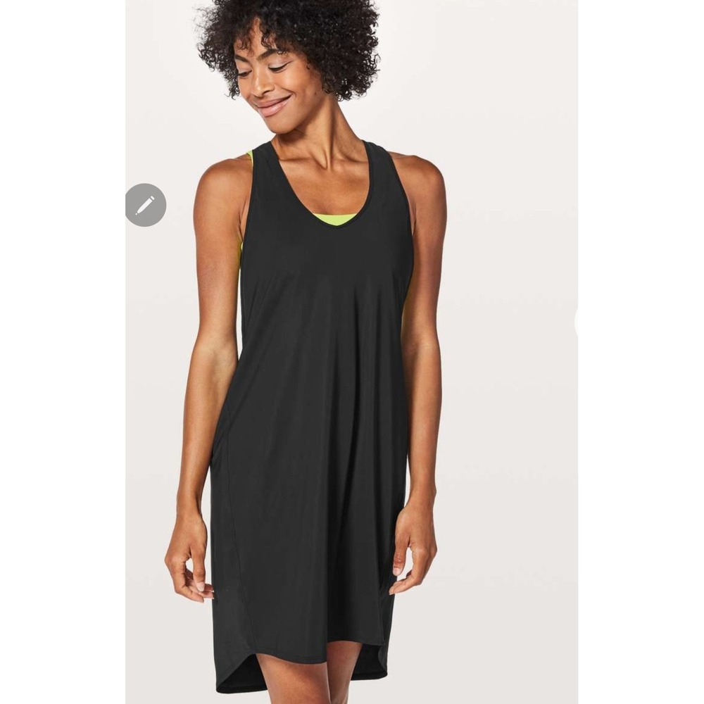 Lululemon Dress 12 Rejuvenate Racerback Draped Black High Low Above The Knee